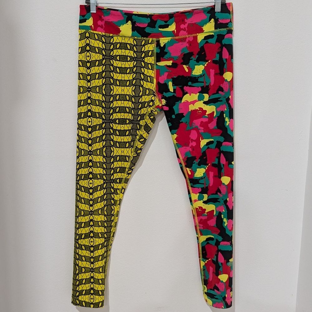 Zumba Wear Bright Multicolor Colorful Yellow Red Dance Activewear Leggings XXL